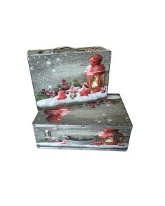 Σετ 2 Βαλίτσες-Κουτιά MDF 39x27x13,5 & 34x22x11,5cm Etoile NN-741N